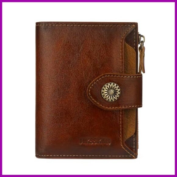 RFID Bifold Leather Wallet with 16 Card Slots & Zipper Pocket - Picture 2 of 7